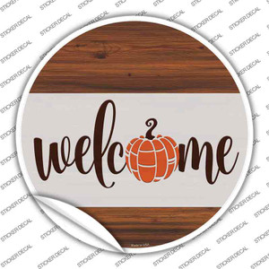 Welcome Pumpkin Wood Wholesale Novelty Circle Sticker Decal