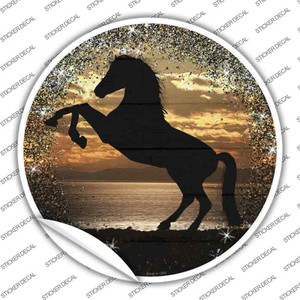 Rearing Horse Silhouette Wholesale Novelty Circle Sticker Decal