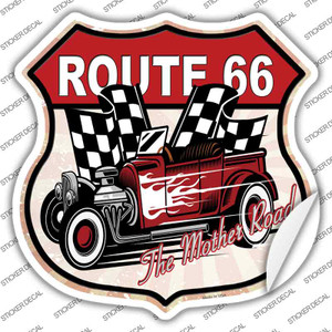 Red Hot Rod White Flame Route 66 Wholesale Novelty Highway Shield Sticker Decal