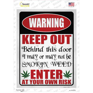 Warning Keep Out Smokin Weed Wholesale Novelty Rectangle Sticker Decal