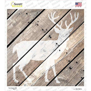 Deer Silhouette Wood Plank Wholesale Novelty Square Sticker Decal