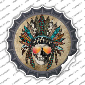 Headress Skull With Aviators Wholesale Novelty Bottle Cap Sticker Decal