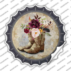 Flowers In Boots Wholesale Novelty Bottle Cap Sticker Decal