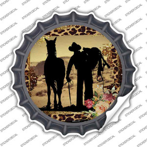 Cowboy With Horse Silhouette Wholesale Novelty Bottle Cap Sticker Decal