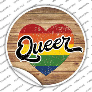 Queer Heart On Wood Wholesale Novelty Circle Sticker Decal