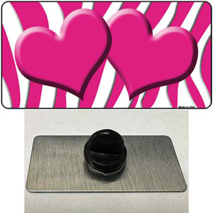Pink White Zebra Pink Centered Hearts Wholesale Novelty Metal Hat Pin
