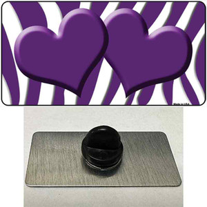 Purple White Zebra Purple Centered Hearts Wholesale Novelty Metal Hat Pin