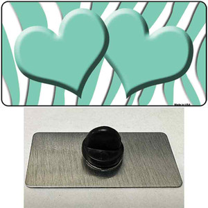 Mint White Zebra Mint Centered Hearts Wholesale Novelty Metal Hat Pin