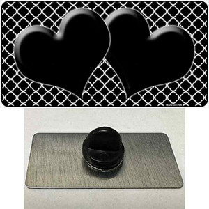 Black White Quatrefoil Black Center Hearts Wholesale Novelty Metal Hat Pin