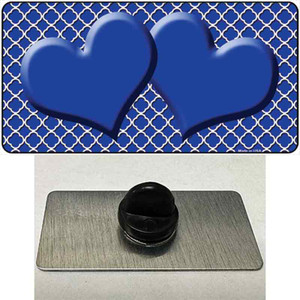 Blue White Quatrefoil Blue Center Hearts Wholesale Novelty Metal Hat Pin