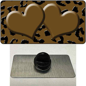 Brown Black Cheetah Brown Center Hearts Wholesale Novelty Metal Hat Pin