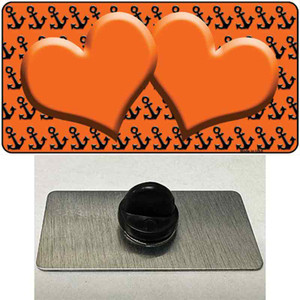 Orange Black Anchor Orange Heart Center Wholesale Novelty Metal Hat Pin