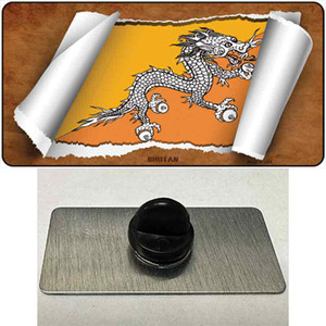 Bhutan Flag Scroll Wholesale Novelty Metal Hat Pin