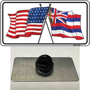 Hawaii Crossed US Flag Wholesale Novelty Metal Hat Pin