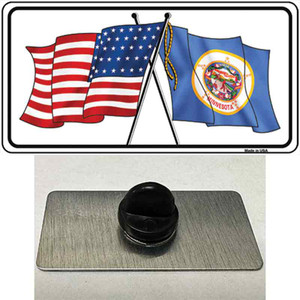 Minnesota Crossed US Flag Wholesale Novelty Metal Hat Pin