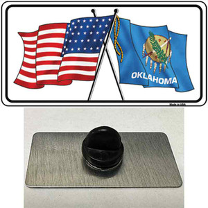 Oklahoma Crossed US Flag Wholesale Novelty Metal Hat Pin