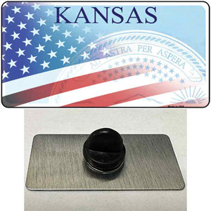 Kansas with American Flag Wholesale Novelty Metal Hat Pin