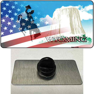 Wyoming with American Flag Wholesale Novelty Metal Hat Pin