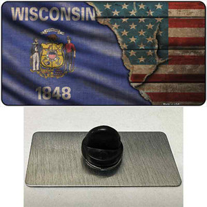 Wisconsin/American Flag Wholesale Novelty Metal Hat Pin