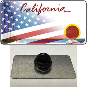 California Palm Plate American Flag Wholesale Novelty Metal Hat Pin
