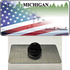 Michigan Peninsulas Plate American Flag Wholesale Novelty Metal Hat Pin