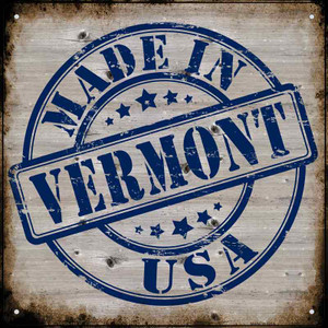 Vermont Stamp On Wood Wholesale Novelty Metal Square Sign