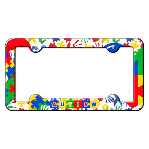 Autism with Ribbon and Heart Wholesale Novelty Metal License Plate Frame