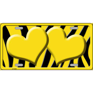 Yellow Black Zebra Yellow Centered Hearts Wholesale Novelty License Plate