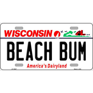 Beach Bum Wisconsin Wholesale Metal Novelty License Plate