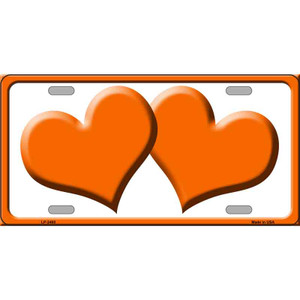 Solid Orange Centered Hearts White Wholesale Novelty License Plate