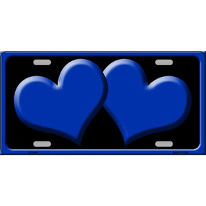 Solid Blue Centered Hearts Black Wholesale Novelty License Plate