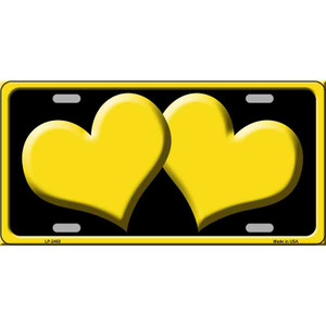Solid Yellow Centered Hearts Black Wholesale Novelty License Plate