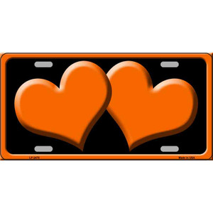 Solid Orange Centered Hearts Black Wholesale Novelty License Plate