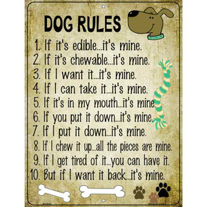 Dog Rules Wholesale Metal Novelty Parking Sign P-1533