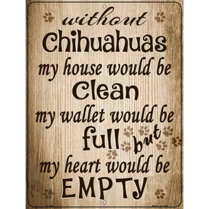 Without Chihuahuas My House Would Be Clean Wholesale Metal Novelty Parking Sign