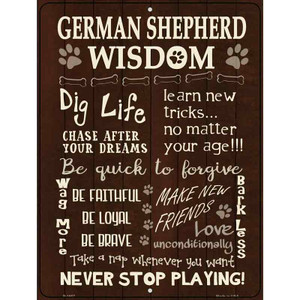 German Shepherd Wisdom Metal Novelty Parking Sign Wholesale