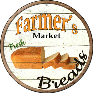 Farmers Market Breads Wholesale Novelty Metal Circular Sign
