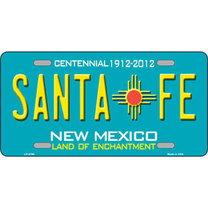 Santa Fe New Mexico Teal Novelty Metal License Plate
