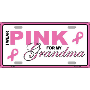 Pink For Grandma Wholesale Metal Vanity License Plate Sign