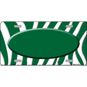 Green White Zebra Green Center Oval Wholesale Metal Novelty License Plate