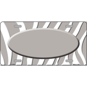 Grey White Zebra Grey Center Oval Wholesale Metal Novelty License Plate