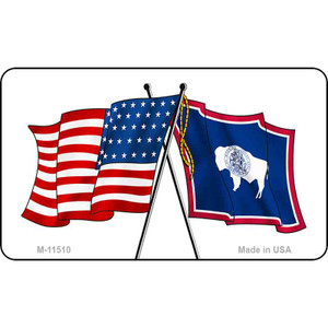 Wyoming Crossed US Flag Wholesale Magnet