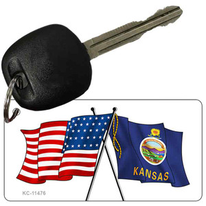 Kansas Crossed US Flag Wholesale Key Chain