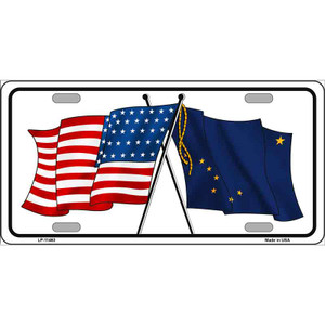 Alaska Crossed US Flag Wholesale License Plate