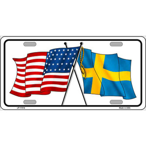 Sweden Crossed US Flag Wholesale License Plate