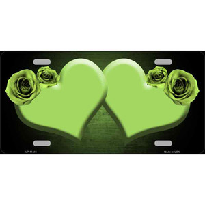 Hearts Over Roses In Lime Green Wholesale Novelty License Plate