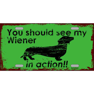 Wiener In Action Wholesale Novelty License Plate