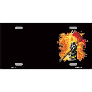 Firefighter Flaming Ax Offset Wholesale Metal Novelty License Plate