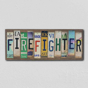 Firefighter Wholesale Novelty License Plate Strips Wood Sign