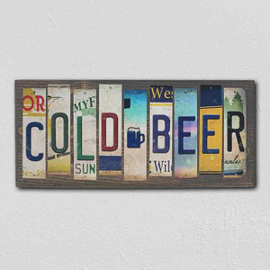 Cold Beer Wholesale Novelty License Plate Strips Wood Sign